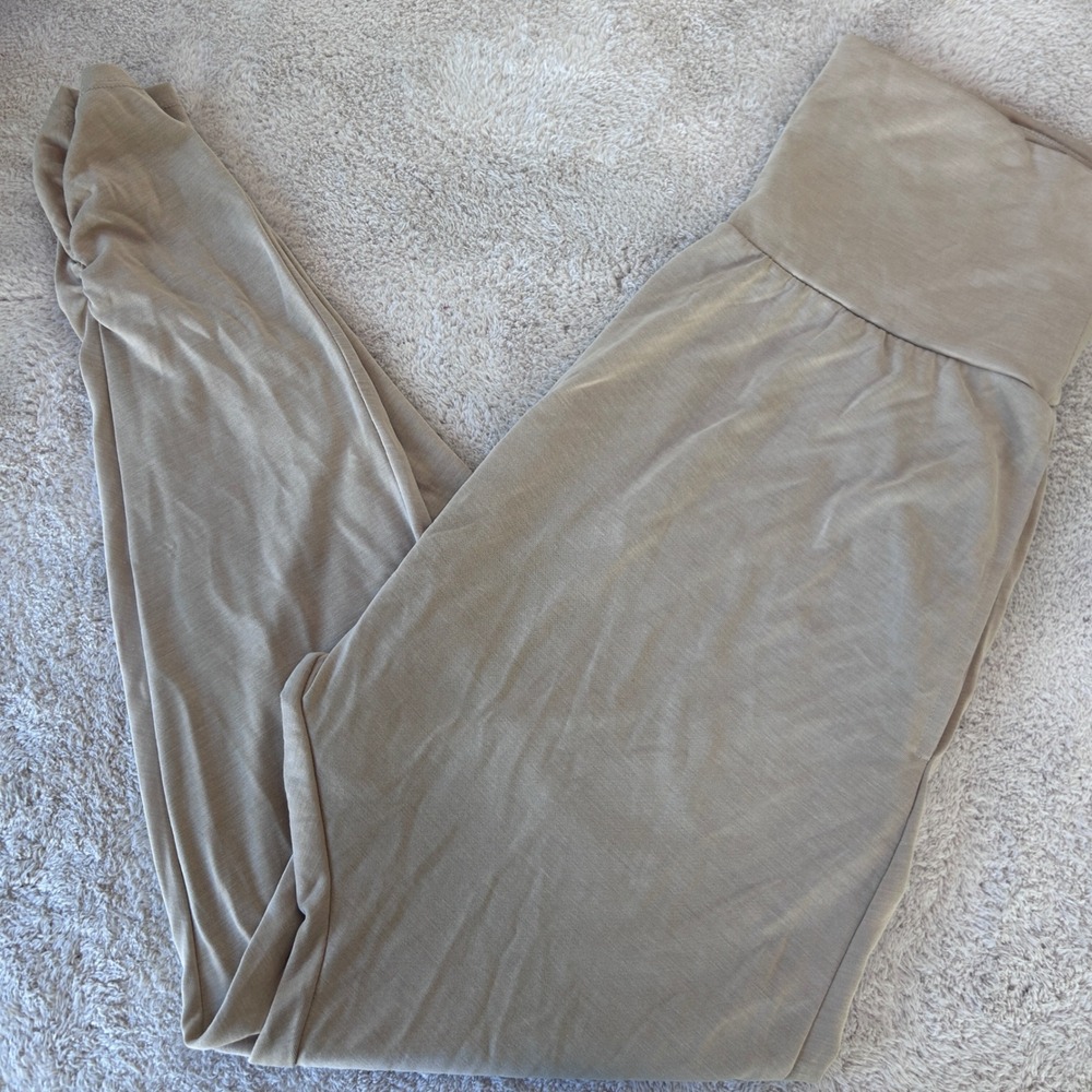 Free People Movement Echo Harem Pants Tan Beige Dropped Crotch Ruched Ankle XS